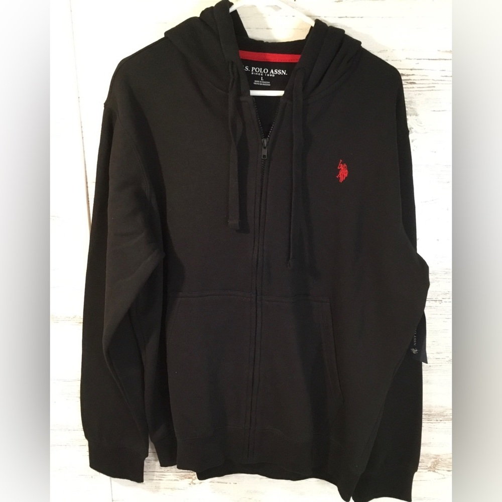 U.S. Polo Assn Fleece Full-Zip Sweatsuit 2 Pc Set Mens Large Hoodie & Pants - Picture 3 of 15